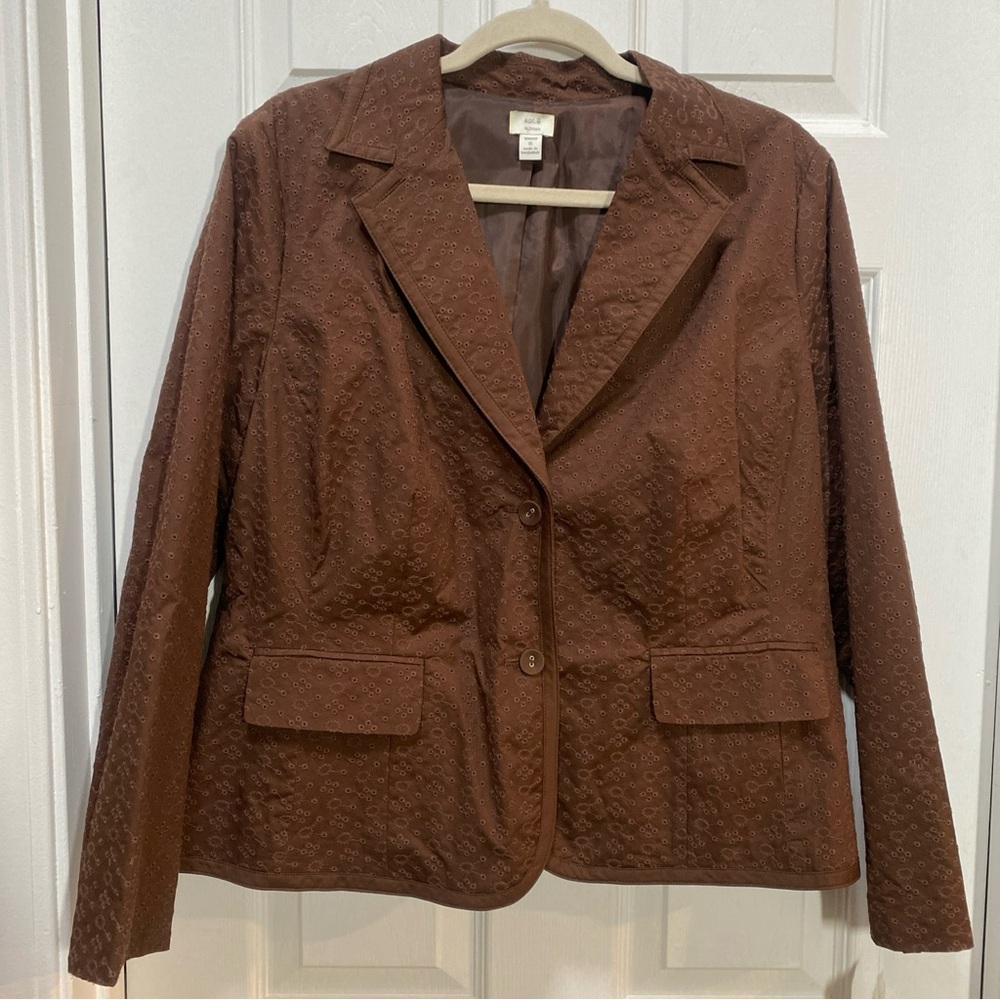 Apt.9 Women's Brown Blazer Jacket Size 16 embroidered with pockets